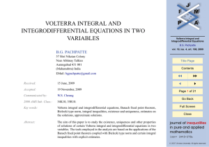 VOLTERRA INTEGRAL AND INTEGRODIFFERENTIAL EQUATIONS IN TWO VARIABLES JJ