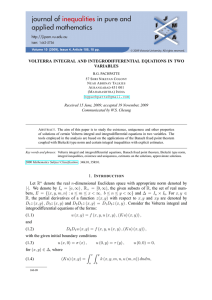VOLTERRA INTEGRAL AND INTEGRODIFFERENTIAL EQUATIONS IN TWO VARIABLES Communicated by W.S. Cheung