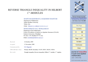 REVERSE TRIANGLE INEQUALITY IN HILBERT -MODULES C JJ