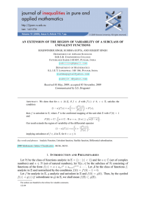 AN EXTENSION OF THE REGION OF VARIABILITY OF A SUBCLASS... UNIVALENT FUNCTIONS