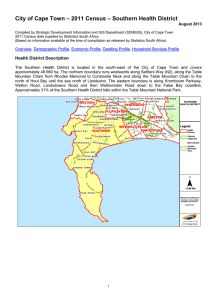 – 2011 Census – Southern Health District City of Cape Town