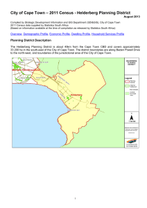 – 2011 Census - Helderberg Planning District City of Cape Town