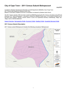 – 2011 Census Suburb Bishopscourt City of Cape Town July 2013