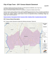 – 2011 Census Suburb Claremont City of Cape Town July 2013