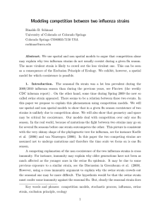 Modeling competition between two influenza strains