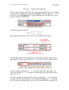 Activity A1 – Finding Limits Graphically