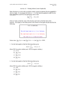 Activity A2 – Finding Infinite Limits Graphically