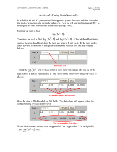 Activity A3 – Finding Limits Numerically