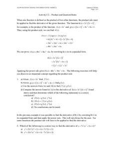 Activity C2 – Product and Quotient Rules