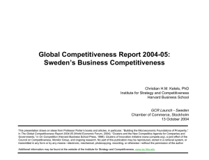 Global Competitiveness Report 2004-05: Sweden’s Business Competitiveness