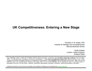 UK Competitiveness: Entering a New Stage
