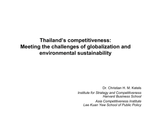 Thailand’s competitiveness: Meeting the challenges of globalization and environmental sustainability