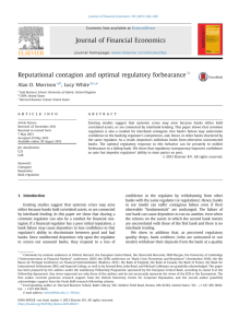 Journal of Financial Economics Reputational contagion and optimal regulatory forbearance ,