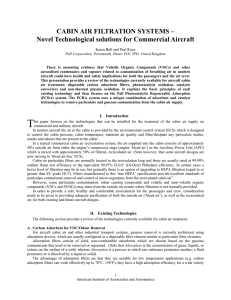 CABIN AIR FILTRATION SYSTEMS – Novel Technological solutions for Commercial Aircraft