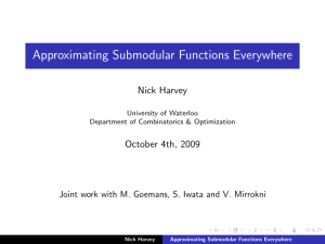 Approximating Submodular Functions Everywhere Nick Harvey October 4th, 2009