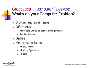 Great Idea – Computer “Desktop What’s on your Computer Desktop?