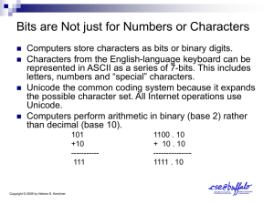 Bits are Not just for Numbers or Characters