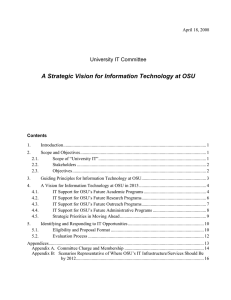 A Strategic Vision for Information Technology at OSU University IT Committee