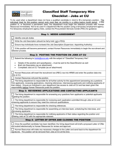 Classified Staff Temporary Hire Checklist - Jobs at CU