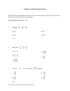 College-Level Math Sample Questions