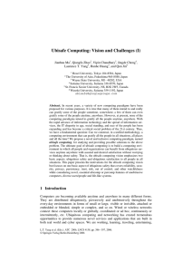Ubisafe Computing: Vision and Challenges (I) Jianhua Ma , Qiangfu Zhao
