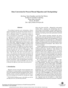 Data Conversion for Process/Thread Migration and Checkpointing