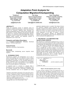 Adaptation Point Analysis for Computation Migration/Checkpointing Yanqing Ji Hai Jiang
