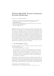 TOTAL HEALTH: Toward Continuous Personal Monitoring Wenyao Xu and Ming-Chun Huang