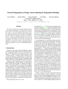 Towards Fingerprints as Strings: Secure Indexing for Fingerprint Matching