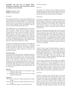 Fecundity  and  egg  sizes  of ... in relation to size of the fish. Student: Stolothrissa tanganicae