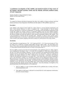 A preliminary investigation of lake stability and chemical analysis of... the Kigoma sub-basin (northern basin) and the Kalemie sub-basin (southern...