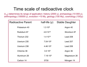 Time scale of radioactive clock