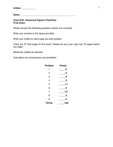 Initials: ___________ Name: ____________________________________________  Chem 633: Advanced Organic Chemistry