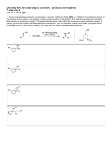Chemistry 634: Advanced Organic Chemistry – Synthesis and Reactivity