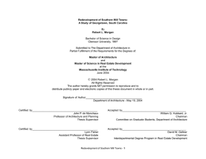 Redevelopment of Southern Mill Towns: A Study of Georgetown, South Carolina By