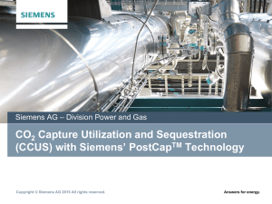 CO Capture Utilization and Sequestration (CCUS) with Siemens’ PostCap Technology