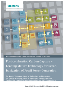 Post-combustion Carbon Capture – Leading Mature Technology for Decar-