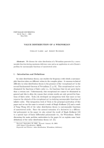 VALUE DISTRIBUTION OF A WRONSKIAN