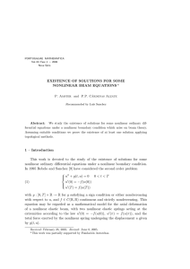 EXISTENCE OF SOLUTIONS FOR SOME * NONLINEAR BEAM EQUATIONS