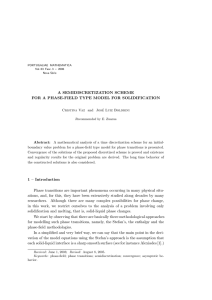 A SEMIDISCRETIZATION SCHEME FOR A PHASE-FIELD TYPE MODEL FOR SOLIDIFICATION