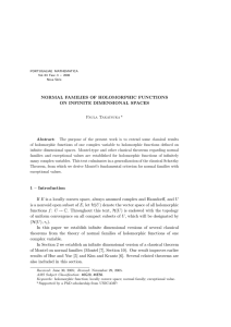 NORMAL FAMILIES OF HOLOMORPHIC FUNCTIONS ON INFINITE DIMENSIONAL SPACES