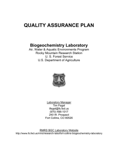 QUALITY ASSURANCE PLAN Biogeochemistry Laboratory