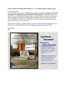 Climate-Aquatics Workshop Blog Mailing #2: A new climatic-aquatics synthesis report