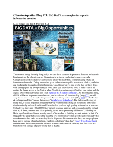 Climate-Aquatics Blog #73: BIG DATA as an engine for aquatic information creation