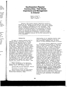 Southwestern Riparian Communities: Their Biotic Importance and  Management in Arizona