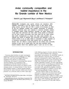 Avian community composition and habitat importance in the David A.