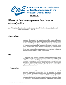 Effects of Fuel Management Practices on Water Quality Cumulative Watershed Effects