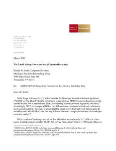 May 6, 2013 Ronald W. Smith, Corporate Secretary Municipal Securities Rulemaking Board