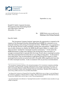 September 20, 2013 Ronald W. Smith, Corporate Secretary Municipal Securities Rulemaking Board