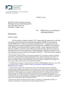 January 13, 2014 Ronald W. Smith, Corporate Secretary Municipal Securities Rulemaking Board